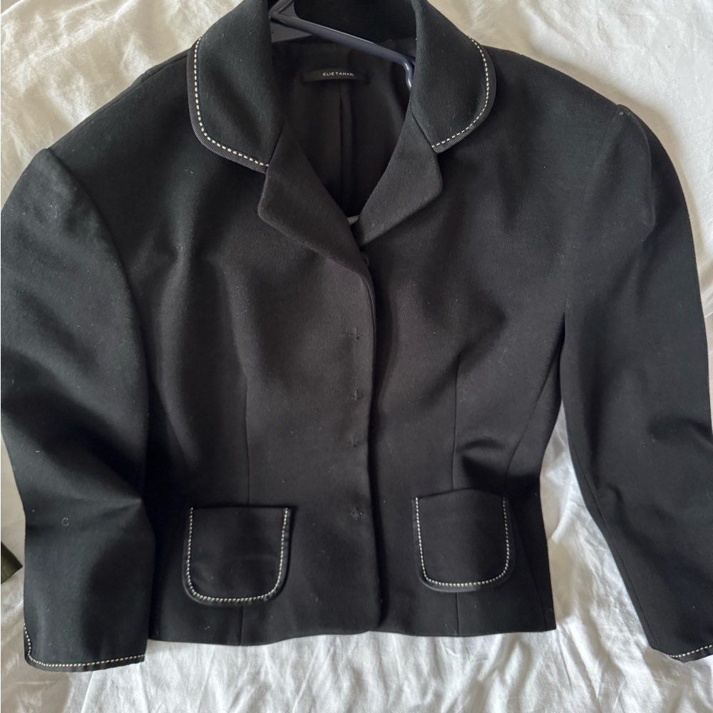 Elie Tahari Black Blazer with White Trim